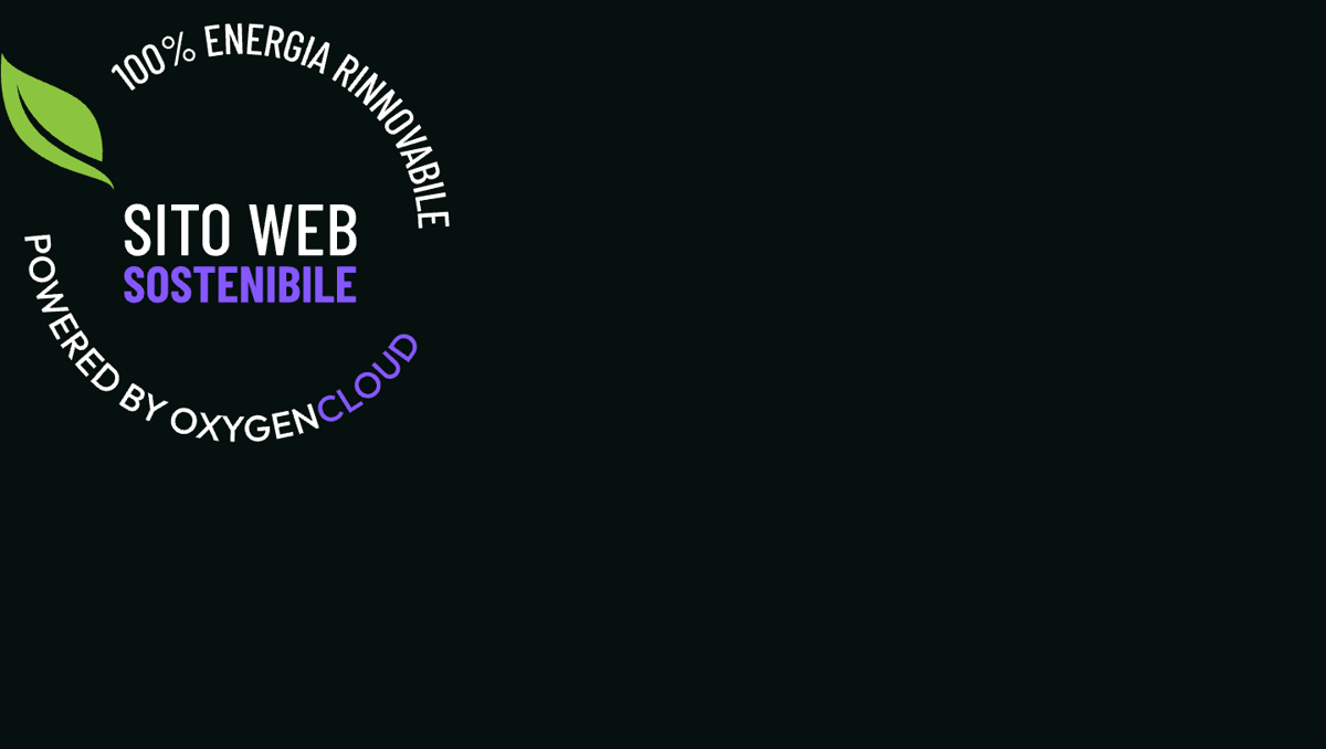 100% energia rinnovabile — sito web sostenibile, powered by OxygenCloud